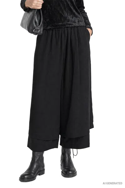Comme Des Garçons Layered Wool Taffeta Cropped Pants In Black
