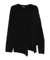 Comme Des Garçons Asymmetric Long Sleeve Knit Top In Black