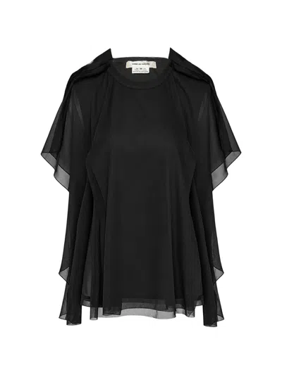 Comme Des Garçons Layered-chiffon Blouse In Black
