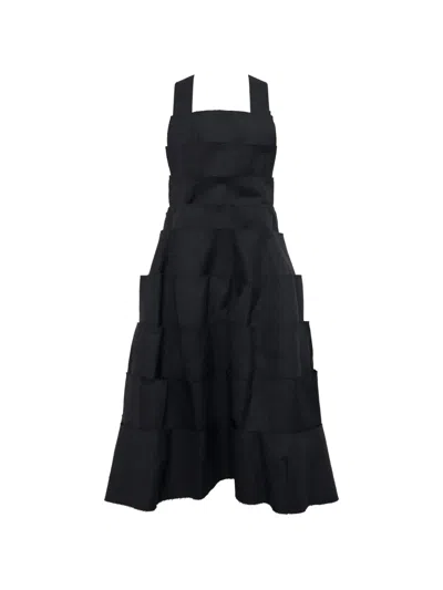Comme Des Garçons Layered-design Midi Dress In Black