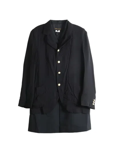 Comme Des Garçons Layered-detail Button-up Jacket In Black