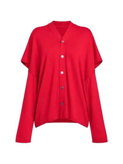 Comme Des Garçons Layered-effect Cardigan In Red
