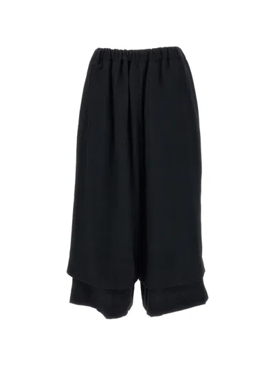 Comme Des Garçons Layered-hem Trousers In Black