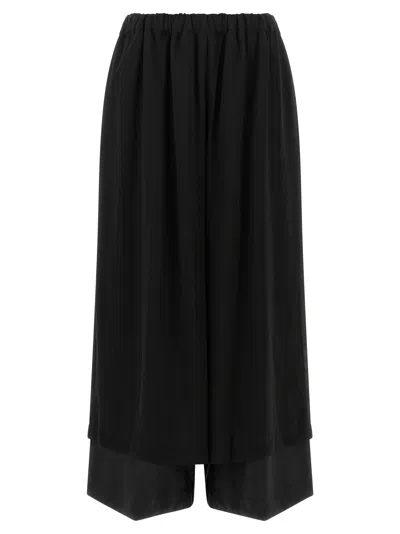 Comme Des Garçons Comme Des Garcons Layered-hem Wool Trousers In Black