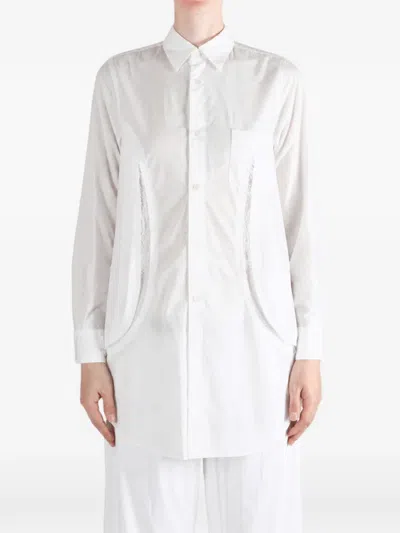 Comme Des Garçons Layered-panel Long-sleeve Shirt In White