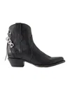 Comme Des Garçons Western Mid Heel Boots Pointed Toe Embroidery In Black