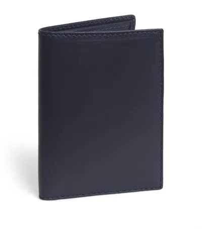 Comme Des Garçons Leather Bifold Card Holder In Navy