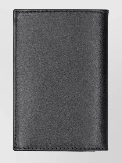 Comme Des Garçons Leather Bifold Cardholder In Blue In Grey