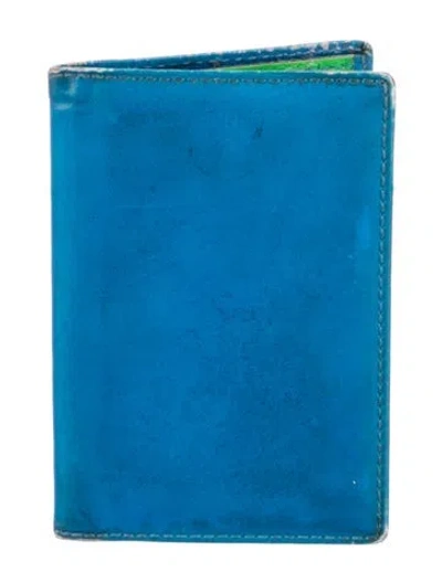 Pre-owned Comme Des Garçons Leather Bifold Wallet In Blue