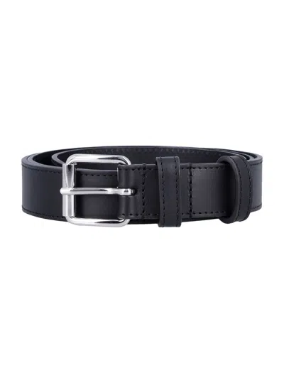 Comme Des Garçons Leather Buckle Belt In Black