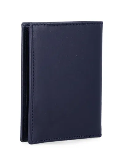 Comme Des Garçons Leather Cardholder In Blue