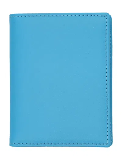 Comme Des Garçons Leather Cardholder Mini - 10.5 Cm X 8 Cm In Blue