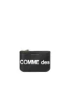 Comme Des Garçons Wallet Logo Printed Zipped Clutch Bag In Black