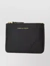 Comme Des Garçons Leather Coin Case With Logo And Zip In Black