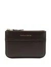 Comme Des Garçons Wallets Triple Stitch Leather Zip Pouch In Brown