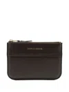 Comme Des Garçons Leather Coin Pouch With Zip In Brown