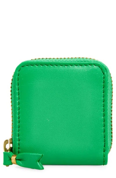 Comme Des Garçons Leather Coin Purse In Green