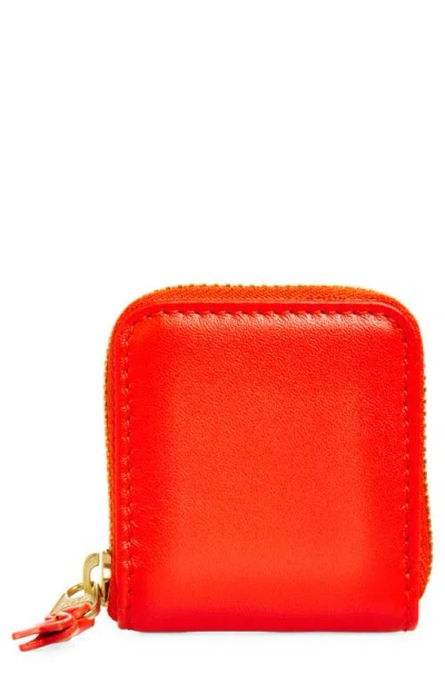 Comme Des Garçons Leather Coin Purse In Orange