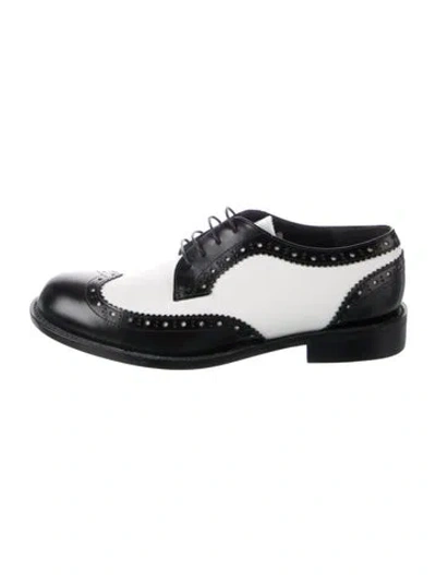 Pre-owned Comme Des Garçons Leather Colorblock Pattern Oxfords In Black