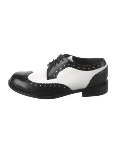 Pre-owned Comme Des Garçons Leather Colorblock Pattern Oxfords In White
