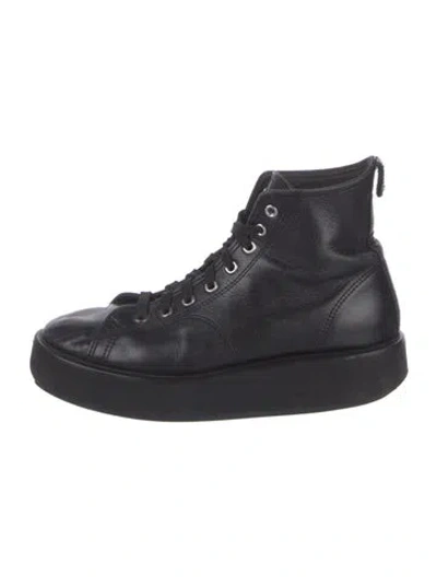 Pre-owned Comme Des Garçons Leather Combat Boots In Black