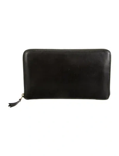 Pre-owned Comme Des Garçons Leather Continental Wallet In Black