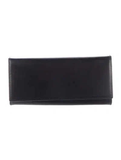 Pre-owned Comme Des Garçons Leather Continental Wallet In Black