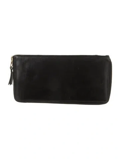 Pre-owned Comme Des Garçons Leather Continental Wallet In Black