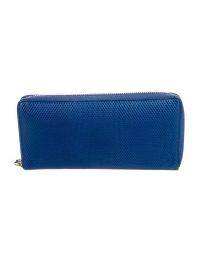 Pre-owned Comme Des Garçons Leather Continental Wallet In Blue