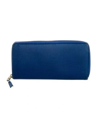 Pre-owned Comme Des Garçons Leather Continental Wallet In Blue