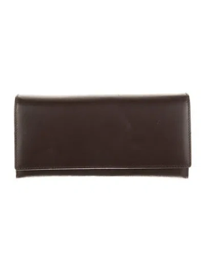 Pre-owned Comme Des Garçons Leather Continental Wallet In Brown