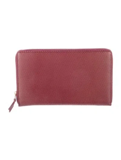 Pre-owned Comme Des Garçons Leather Continental Wallet In Burgundy