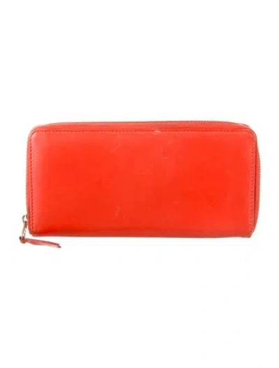 Pre-owned Comme Des Garçons Leather Continental Wallet In Orange