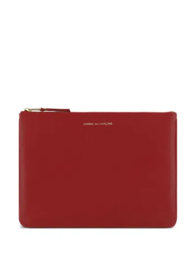Comme Des Garçons Leather Credit Card Case In Red