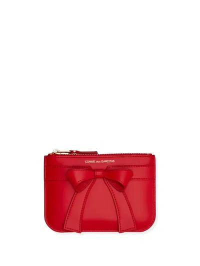 Comme Des Garçons Leather Credit Card Case In Red