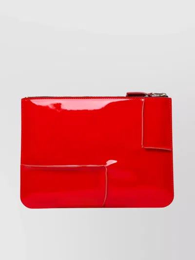 Comme Des Garçons Leather Envelope External Pocket In Red