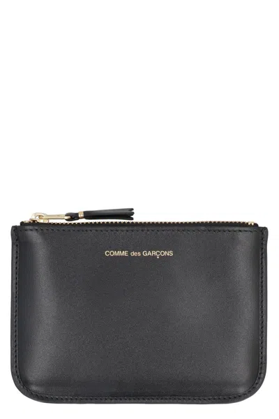 Comme Des Garçons Leather Flat Pouch In Black