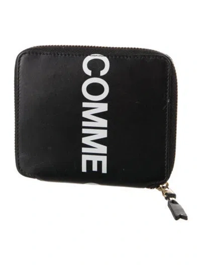Pre-owned Comme Des Garçons Leather Graphic Print Compact Wallet In Black