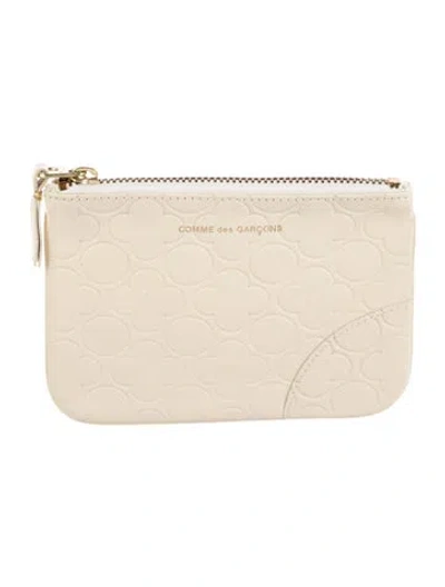 Pre-owned Comme Des Garçons Leather Graphic Print Pouch In Neutrals