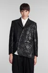 Comme Des Garçons Floral Embroidered Asymmetric Faux Leather Jacket In Black