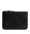 Comme Des Garçons Leather Logo Embossed Zipped Pouch In Black