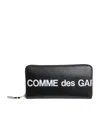Comme Des Garçons Leather Logo Print Wallet In Black