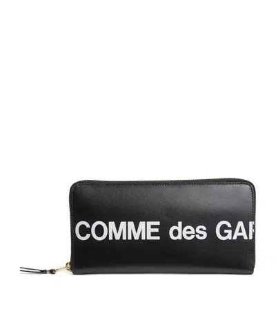 Comme Des Garçons Leather Logo Print Wallet In Black