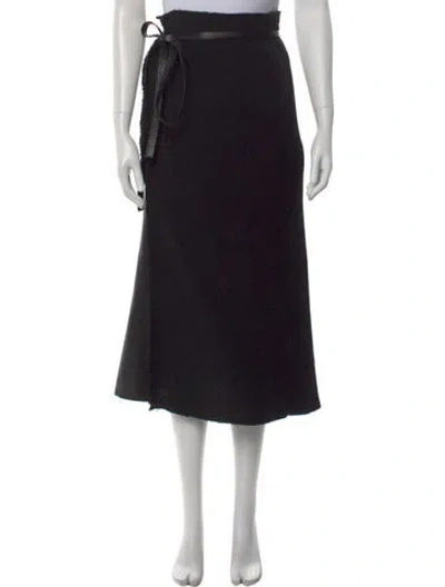 Pre-owned Comme Des Garçons Leather Midi Length Skirt In Black