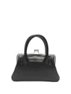 Comme Des Garçons Leather Mini Bag Structured Shape Top Handle In Black