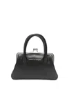 Comme Des Garçons Leather Mini Bag Structured Shape Top Handle In Black