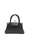 Comme Des Garçons Leather Mini Bag Structured Shape Top Handle In Black