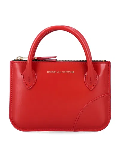 Comme Des Garçons Leather Mini Wallet Bag With Handles In Red