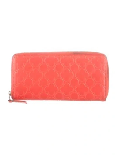 Pre-owned Comme Des Garçons Leather Patterned Continental Wallet In Red