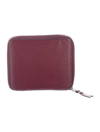 Pre-owned Comme Des Garçons Leather Patterned Wallet In Burgundy
